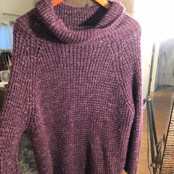 Free People chunky, burgundy cowl-neck sweater - Picture 5 of 8